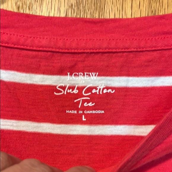 J. Crew Red and White Striped Short Sleeve Tee - Picture 2 of 6